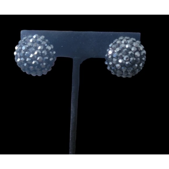 Vintage Pave Rhinestone Clip on Earrings Signed Made in USA - Picture 2 of 11